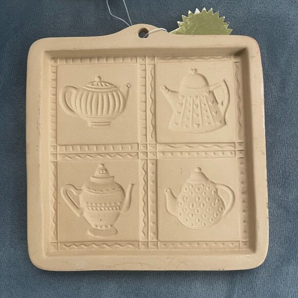 Brown Bag Art Clay Cookie/ShortBread Mold 1996 Teapot Cut Apart Vintage - Picture 1 of 3